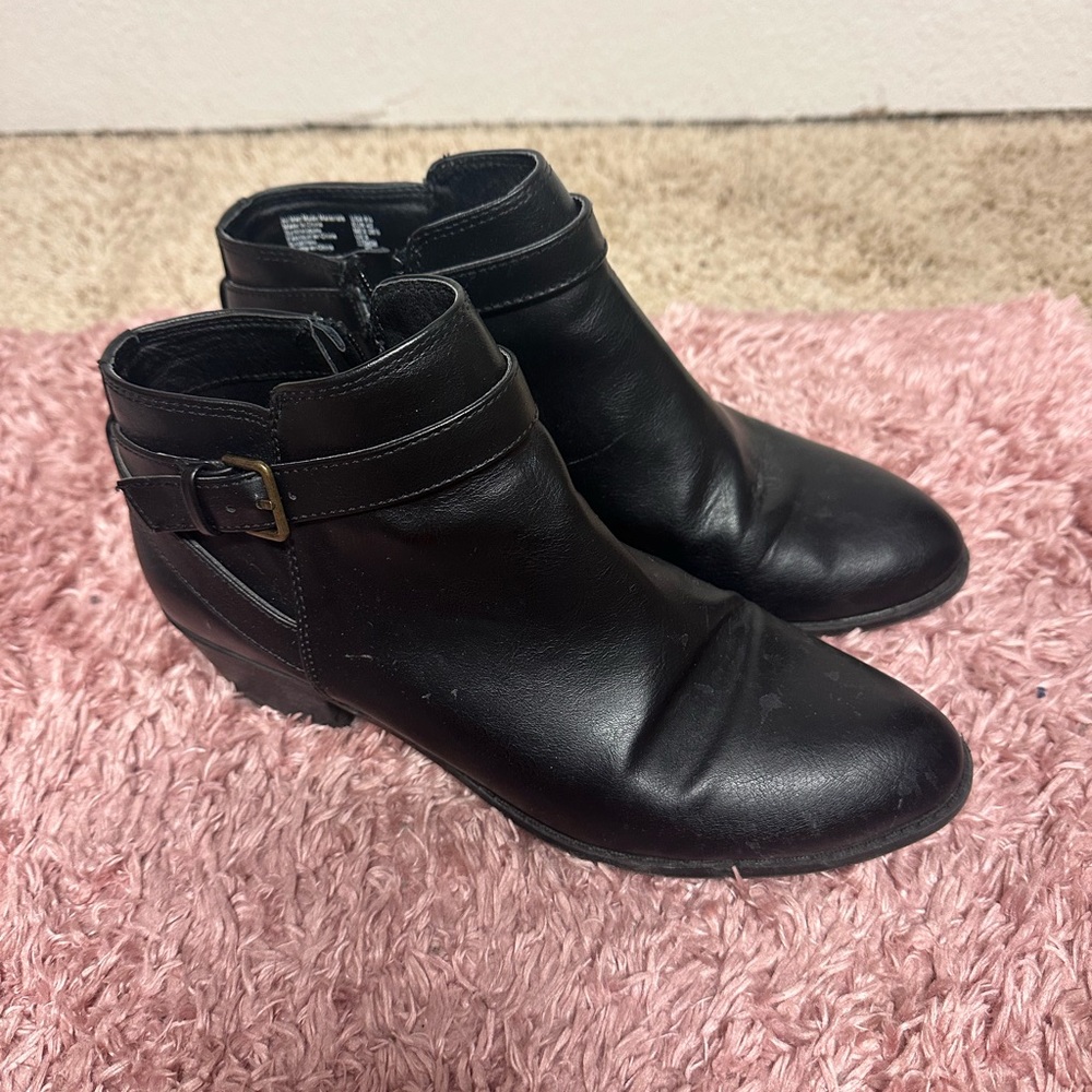 Black leather booties